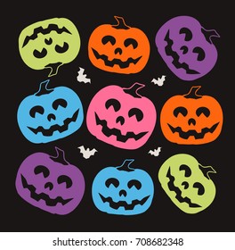 Pumpkin Halloween pattern set of decorative design elements for templates, presentations, posters for the holiday