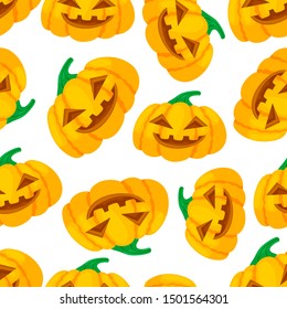 Pumpkin halloween pattern. Vector illustration on white background.