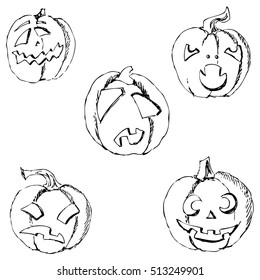 Pumpkin for Halloween. Pencil drawing by hand