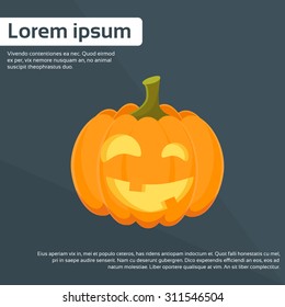 Pumpkin Halloween Scary Face Orange Flat Logo Color Icon Vector Illustration