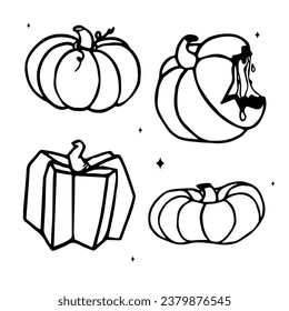 pumpkin halloween scary scare legends FIGURE LINE VECTOR ICON PATTERN AUTUMN
