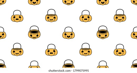 pumpkin Halloween seamless pattern candy basket vector scarf isolated cartoon ghost tile background repeat wallpaper illustration icon symbol doodle design