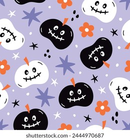 Pumpkin Halloween Seamless Pattern Fall Pumpkin Background Spooky Pattern