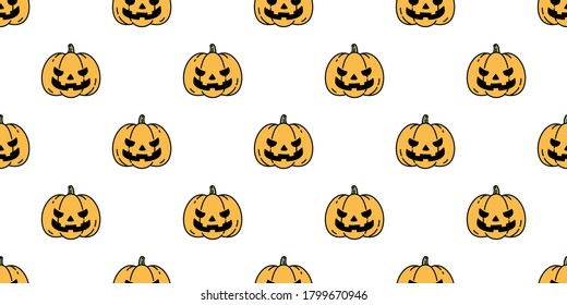 pumpkin Halloween seamless pattern vector cartoon ghost scarf isolated repeat wallpaper tile background illustration icon symbol doodle design