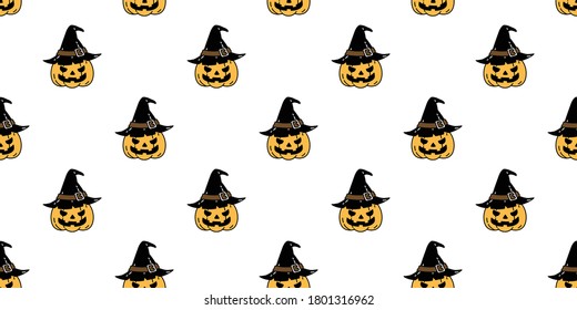 pumpkin Halloween seamless pattern vector witch hat ghost cartoon repeat wallpaper scarf isolated tile background illustration icon symbol doodle design