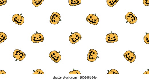 pumpkin Halloween seamless pattern vector cartoon ghost scarf isolated tile background illustration repeat wallpaper icon symbol doodle design