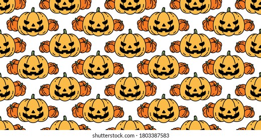 pumpkin Halloween seamless pattern vector cartoon ghost scarf isolated tile background repeat wallpaper illustration icon doodle design