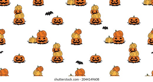 pumpkin Halloween seamless pattern vector ghost cartoon bat tile background illustration repeat wallpaper gift wrapping paper symbol icon scarf isolated doodle design