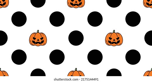 Pumpkin Halloween Seamless Pattern Vector Polka Dot Cartoon Ghost Scarf Isolated Repeat Wallpaper Tile Background Gift Wrapping Paper Illustration Icon Symbol Doodle Design