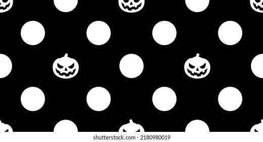 pumpkin Halloween seamless pattern vector polka dot cartoon ghost scarf isolated repeat wallpaper tile background gift wrapping paper illustration symbol icon doodle design