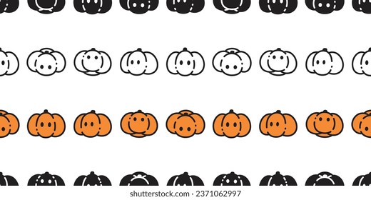 pumpkin halloween seamless pattern vector doodle cartoon character gift wrapping paper tile background repeat wallpaper scarf isolated