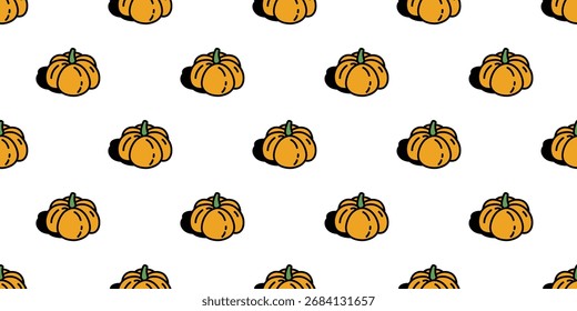 pumpkin halloween seamless pattern vector doodle cartoon character gift wrapping paper repeat wallpaper tile background scarf isolated