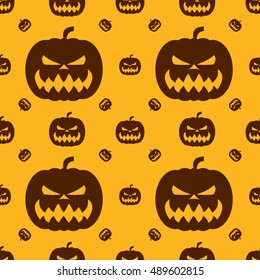 Pumpkin for Halloween. Seamless pattern. Vector illustration