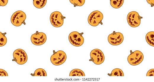 pumpkin Halloween seamless vector pattern ghost scarf isolated tile background repeat wallpaper