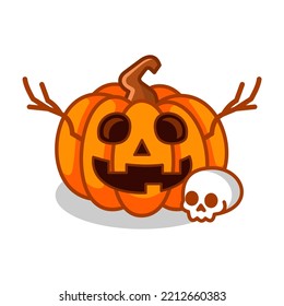 Pumpkin halloween seer with skull vector design