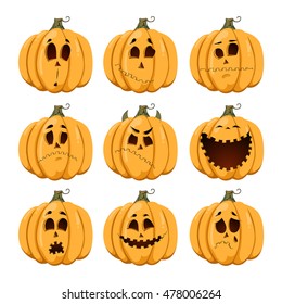 Pumpkin for Halloween. Set of emotions.