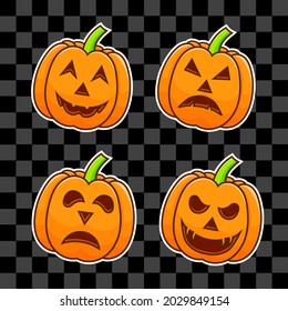 Pumpkin halloween set illustration vector with cartoon style. orange pumpkins bundle use for halloween poster, banner, flyer, web, website, site