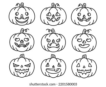 Pumpkin halloween set ilustración vector con paquete de calabazas de dibujos animados