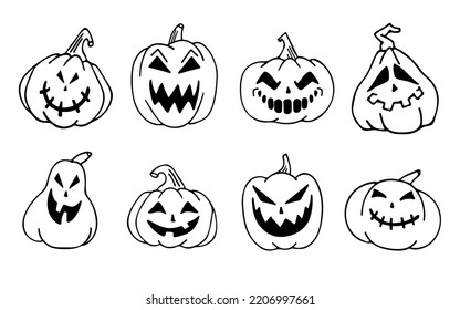 Pumpkin Halloween, A set of vector illustrations of pumpkin silhouette for Halloween.