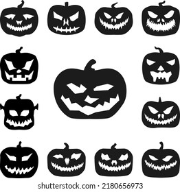pumpkin halloween silhouette icon in a collection with other items
