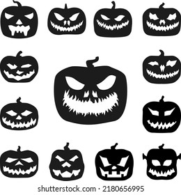 pumpkin halloween silhouette icon in a collection with other items