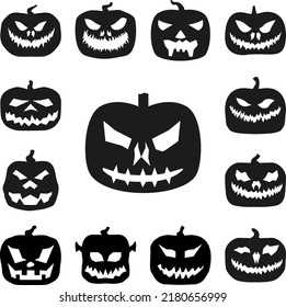 pumpkin halloween silhouette icon in a collection with other items