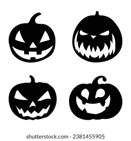 pumpkin halloween silhouette isolated black on white background