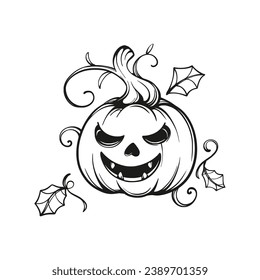 pumpkin halloween silhouette line art coloring design