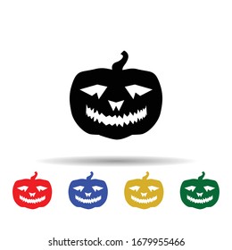 Pumpkin halloween silhouette multi color icon. Simple glyph, flat vector of halloween icons for ui and ux, website or mobile application