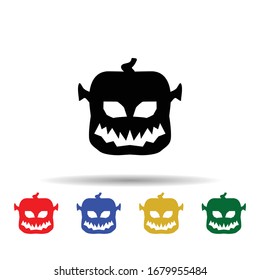 Pumpkin halloween silhouette multi color icon. Simple glyph, flat vector of halloween icons for ui and ux, website or mobile application
