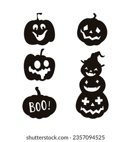 pumpkin halloween silhouette set collection