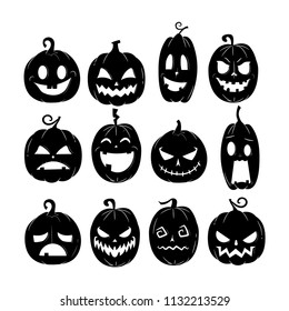 Pumpkin halloween silhouette vector set