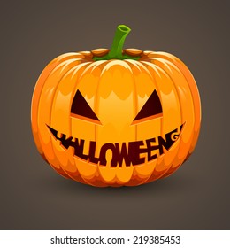 Pumpkin for Halloween with text mouth. Vector illustration