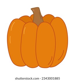 Pumpkin for Halloween or Thanksgiving, cartoon style flat vector
