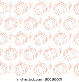 Pumpkin Halloween Thanksgiving seamless pattern, cute  pumpkins hand drawn vector background
