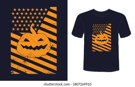 Pumpkin Halloween USA flag vector.