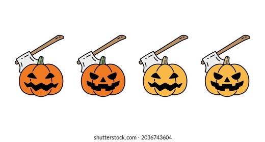 pumpkin Halloween vector icon axe logo symbol cartoon character spooky doodle ghost illustration design