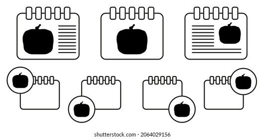 Icono del vector de calabaza halloween en la ilustración del conjunto de calénder para ui y ux, sitio web o aplicación móvil