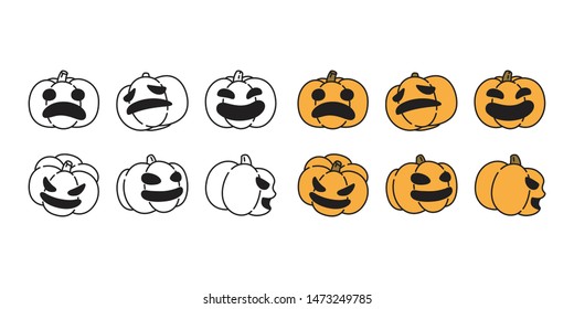 pumpkin Halloween vector icon logo symbol character cartoon ghost illustration doodle design