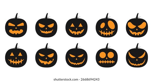 Pacote de ilustração de vetor de Halloween de abóbora