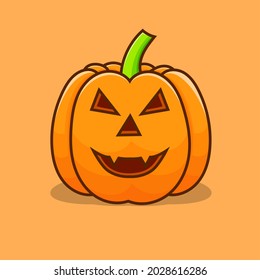 Pumpkin halloween vector illustration with orange background. pumpkins design element for poster, banner, web icon, symbol, mascot