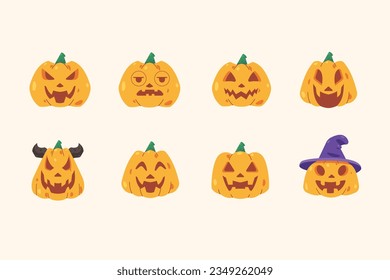 pumpkin halloween vector illustration set