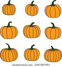Pumpkin halloween vector set