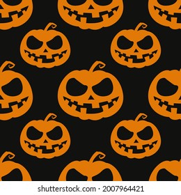 Kürbis-Halbwinterwand. Vektor wiederholt Probe mit Jack-o-Laternen.