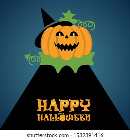 Pumpkin for Halloween.Pumpkin with head Jack character holiday All Saints Day. Illustration in a flat design. Scary and funny emotions on the face.