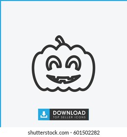 pumpkin haloween icon. simple outline pumpkin haloween vector icon. on white background.