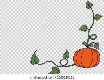 Pumpkin hand draw brush paint style isolated on png or transparent texture,Halloween party background ,element template for poster,online,vector illustration 