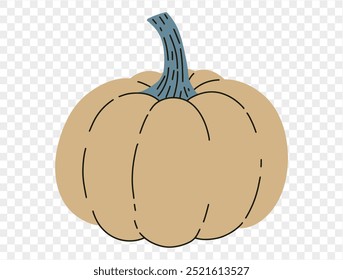 Pumpkin hand draw style isolated on png or transparent texture,Halloween party background ,element template for poster, brochures, online advertising, vector illustration 