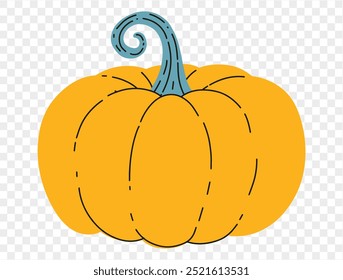 Estilo de desenho de mão de abóbora isolado no png ou textura transparente, fundo de festa de Halloween, modelo de elemento para cartaz, brochuras, publicidade on-line, ilustração vetorial 