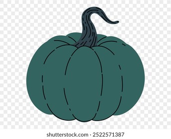 Pumpkin hand draw style isolated on png or transparent texture,Halloween party background ,element template for poster, brochures, online advertising, vector illustration 